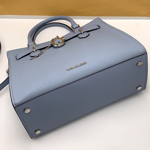 MICHAEL KORS HAMILTON MEDIUM SATCHEL PALE BLUE COLOR - Picture 10 of 16